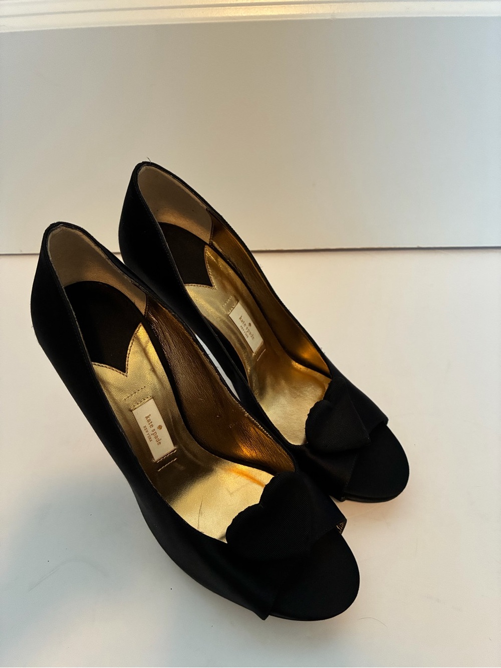 Black Peep-Toe Heels with hearts